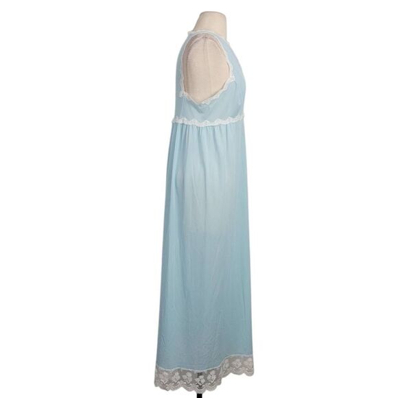 Vintage Van Raalte Pastel Blue Nylon Full Slip Dress Sz 36 Lace Trim Coquette - Picture 3 of 9